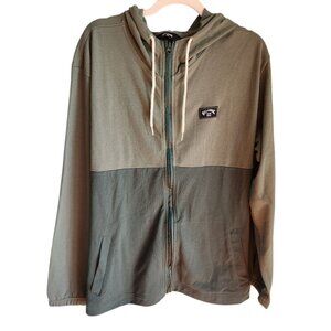 Billabong Sweatshirt Men's Large Green Olive Abner Full Zip Colorblock Hoodie